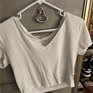 Wild Fable White V-Neck Crop Top